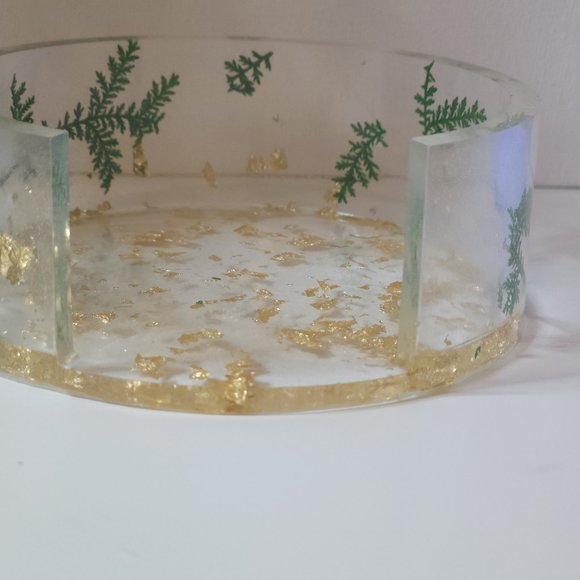 Set of 4 Handmade Floral Coasters with Holder - Picture 4 of 9